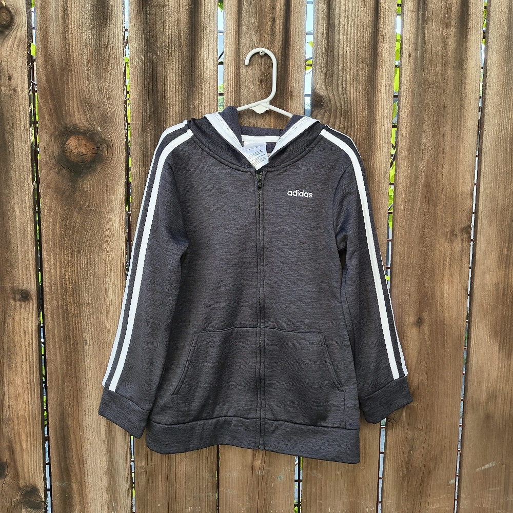 ADIDAS | Boys Black Full Zip Polyester Hoodie Jacket 7